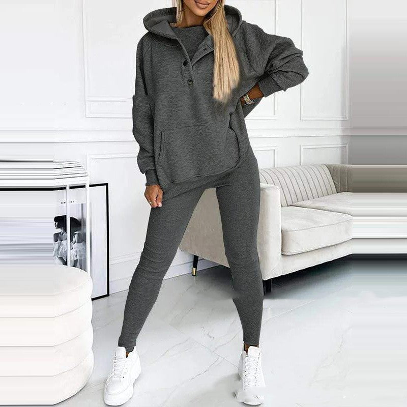 Sports Loose Hooded Sweatshirt 3pcs