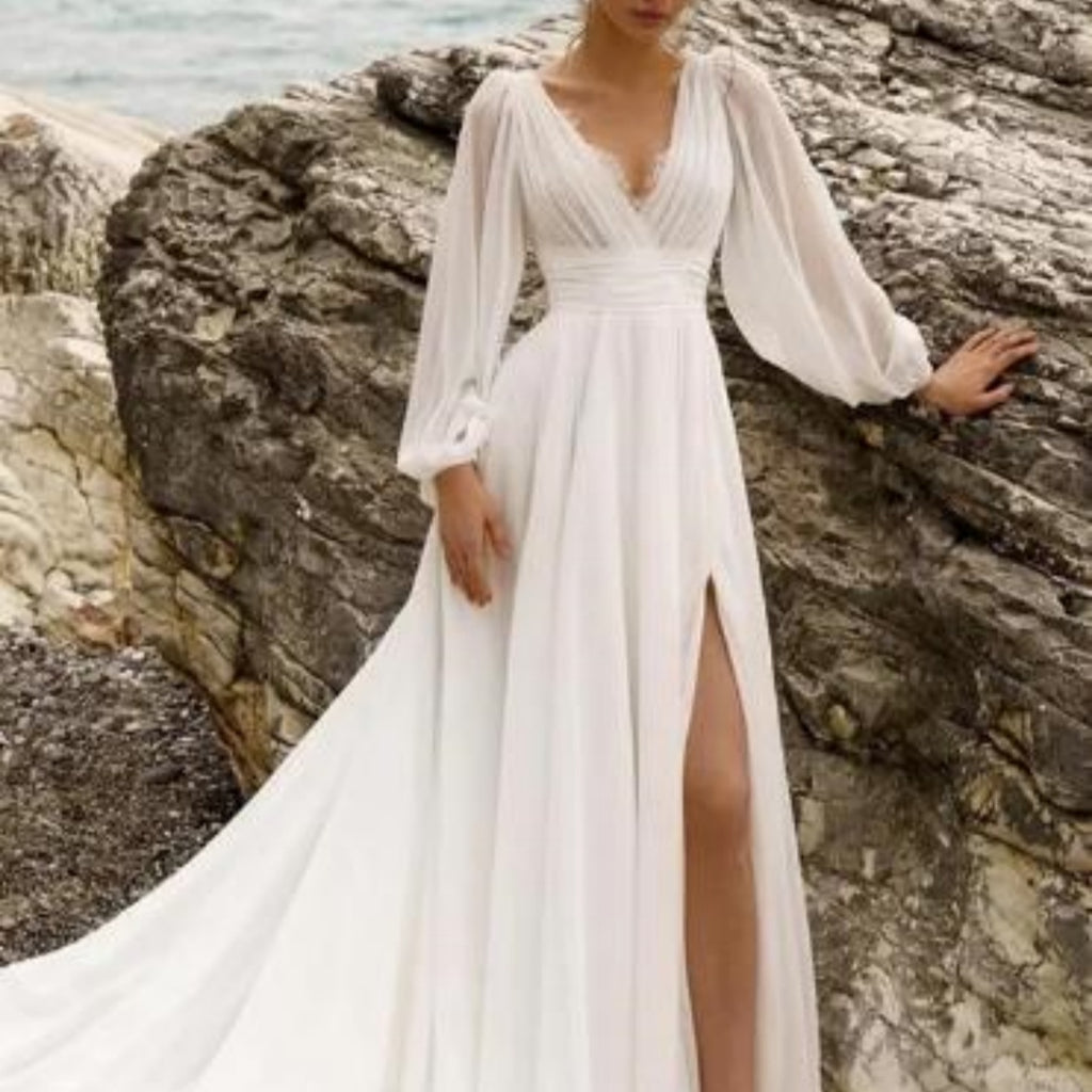 European And American Style High Waist Wedding Dress