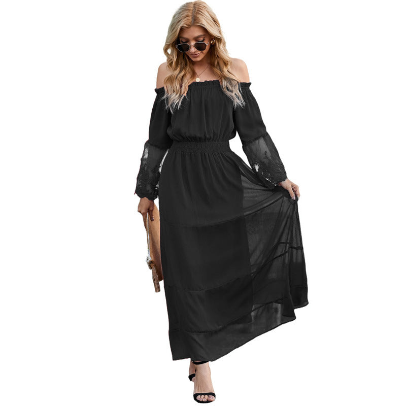 Fashionable All-match Off-shoulder Dress Women