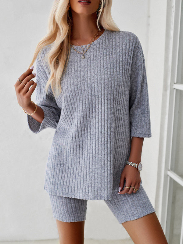 Ribbed Pullover Knit Suit