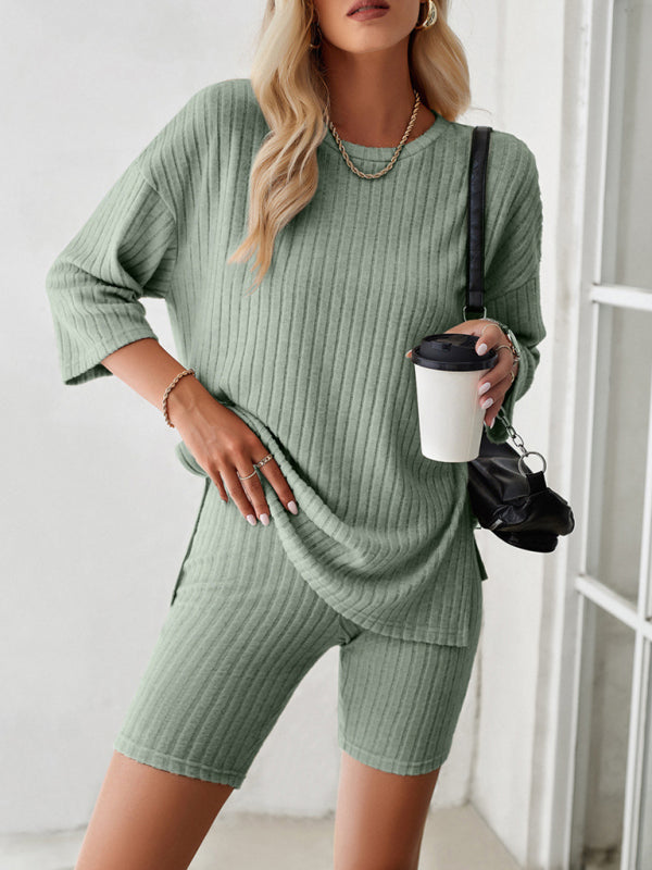 Ribbed Pullover Knit Suit